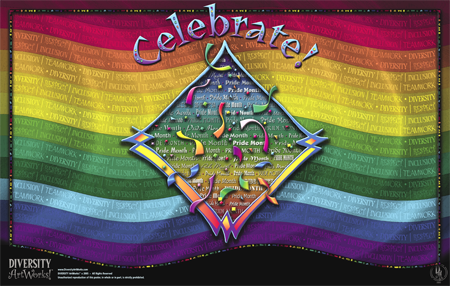 Celebrate! Gay Pride Month | copyright Judith Leslie | Diversity ArtWorks! Line of Designs